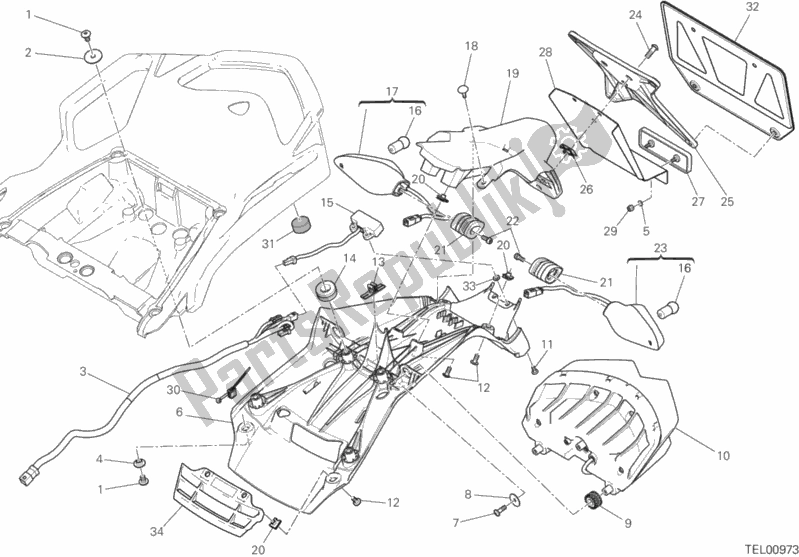 Tutte le parti per il 27a - Portatarga - Fanale Posteriore del Ducati Multistrada 1200 Enduro Touring 2017